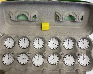 carton of clocks example